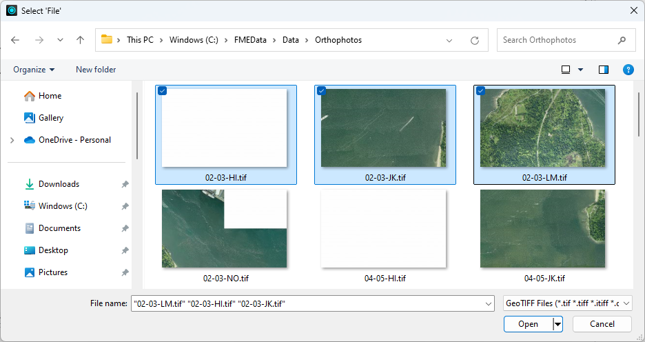 Selecting multiple files using the File Browser